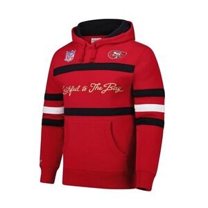 Mens Mitchell & Ness NFL Head Coach Pullover Hoodie Vintage Logo 49ERS Size 2XL